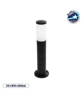 GloboStar® GARDENIO 203-0251 Μοντέρνο Επιδαπέδιο Φωτιστικό Κολωνάκι Κήπου Μονόφωτο 1 x E27 IP44 Μαύρο Πλαστικό - Μ15 x Π15 x Υ56cm